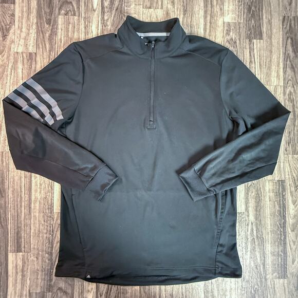 Adidas Golf Black 1/4 Zip Pullover Jacket Men’s M 3-Stripes Long Sleeve Top - Picture 1 of 6